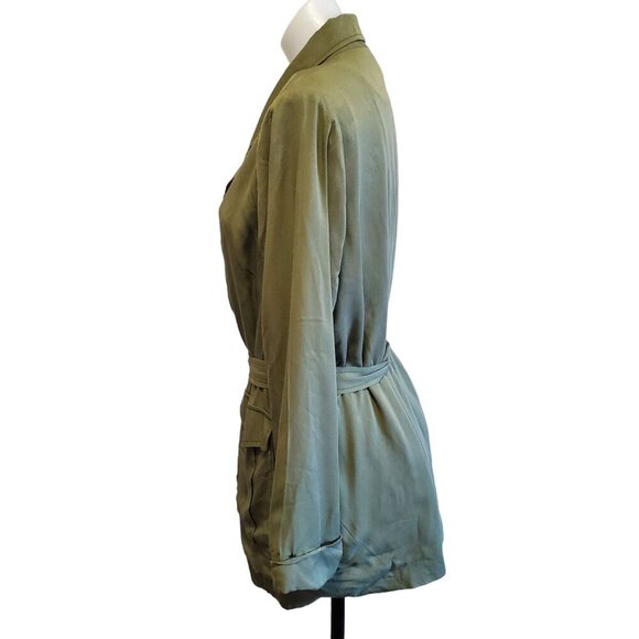 Daniel Rainn Olive Green Jacket With Belt Cargo Pockets Womens Small NWOT - Picture 6 of 11